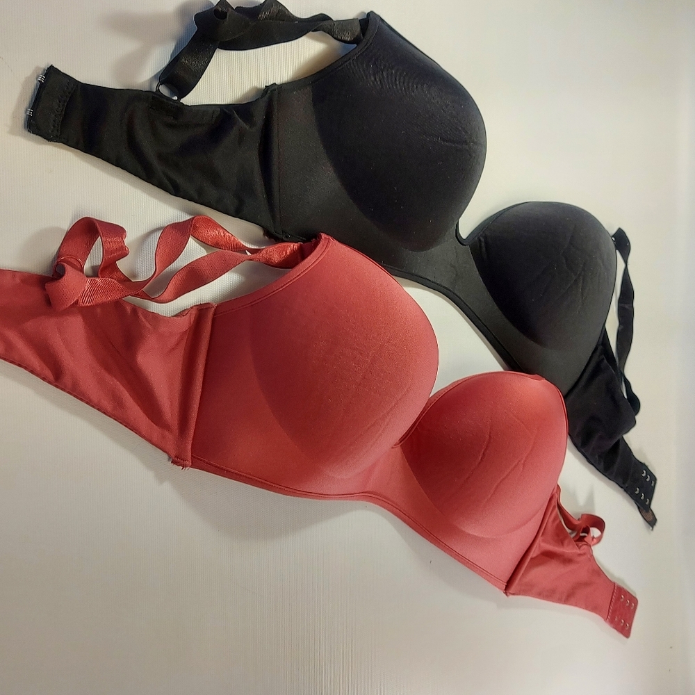 Prima Valentina 34C Bras, 2 Pcs. Black and Cranberry